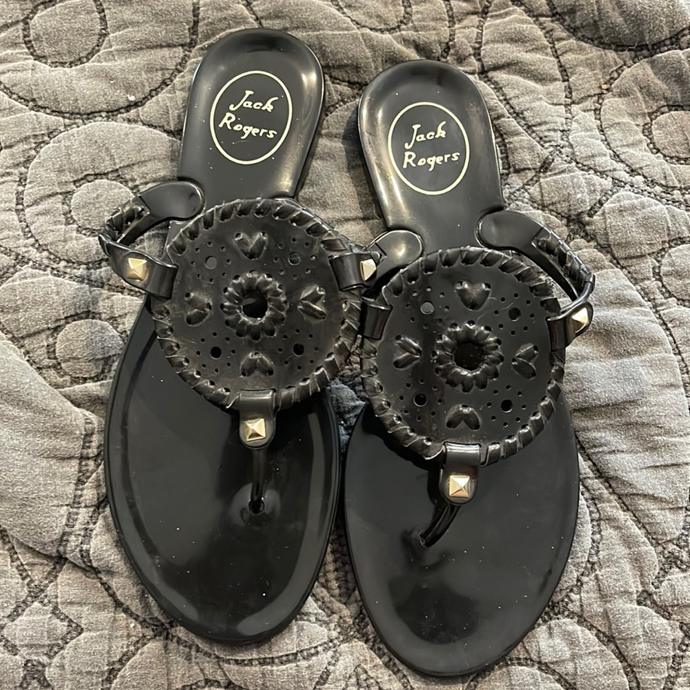 Jack Rogers Sz 7Black Jelly Sandals with Studs *worn twice*